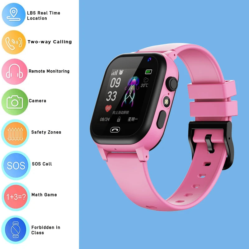  Kids Smart Watch 4G Sim Card 2G Internet SOS LBS Location Call Child SmartWatch Camera Waterproof Watch Phone For Boys Girls