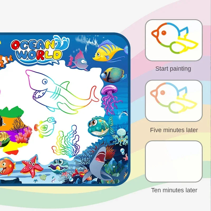 Magic Water Drawing Mat with Fluorescent Pen Painting Board Early Educational Toys Montessori Toys for Kids