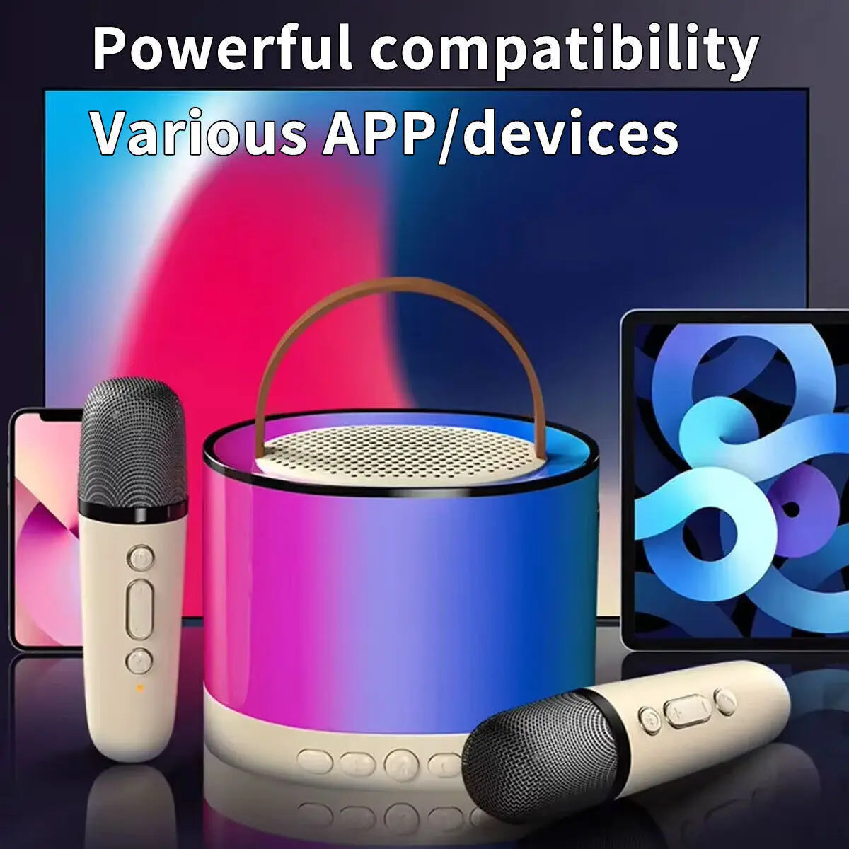 Mini Karaoke Machine Portable Bluetooth-Speaker Wireless Microphones Kids Gift