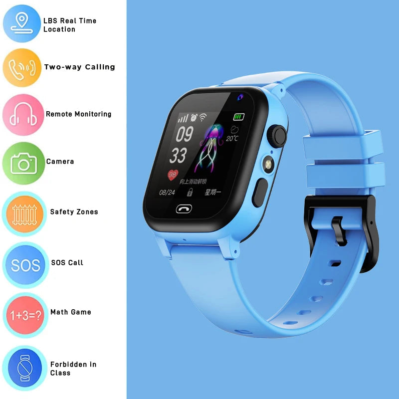  Kids Smart Watch 4G Sim Card 2G Internet SOS LBS Location Call Child SmartWatch Camera Waterproof Watch Phone For Boys Girls
