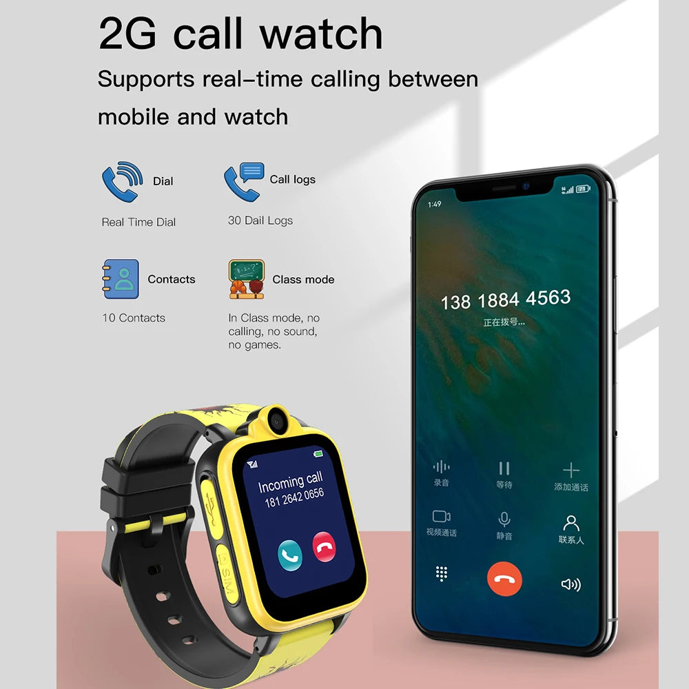 Kids Smart Watches Phone Answer Call 18 Games 2 Cameras Flashlight Pedometer Video MP3 Alarm Kids Digital Watch For Girls Boys