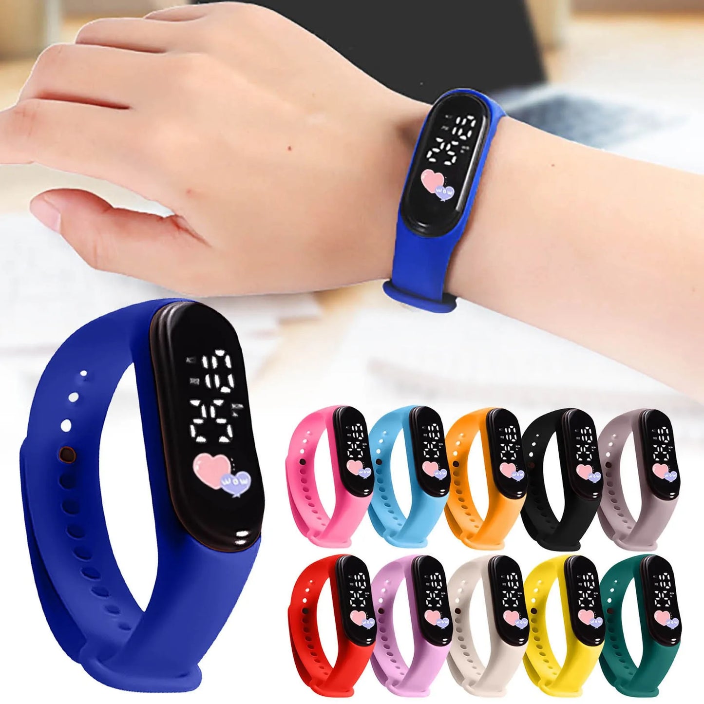 Kawaii Smart Watch For Kids Fashion Outdoor Waterproof Sports Kids' Watches Boy Girls Digital Watches Silicone montre enfant