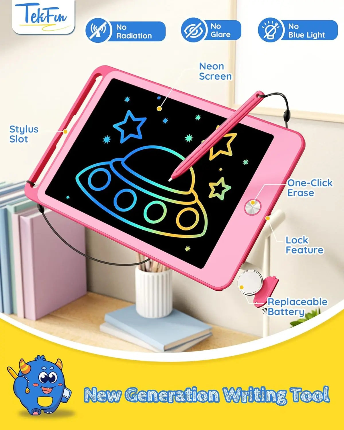 3 Pack 8.5 Inch Erasable Colorful LCD Writing Board Kids With Lanyard,Travel Educational Toy For Toys From 3 4 5 6 7