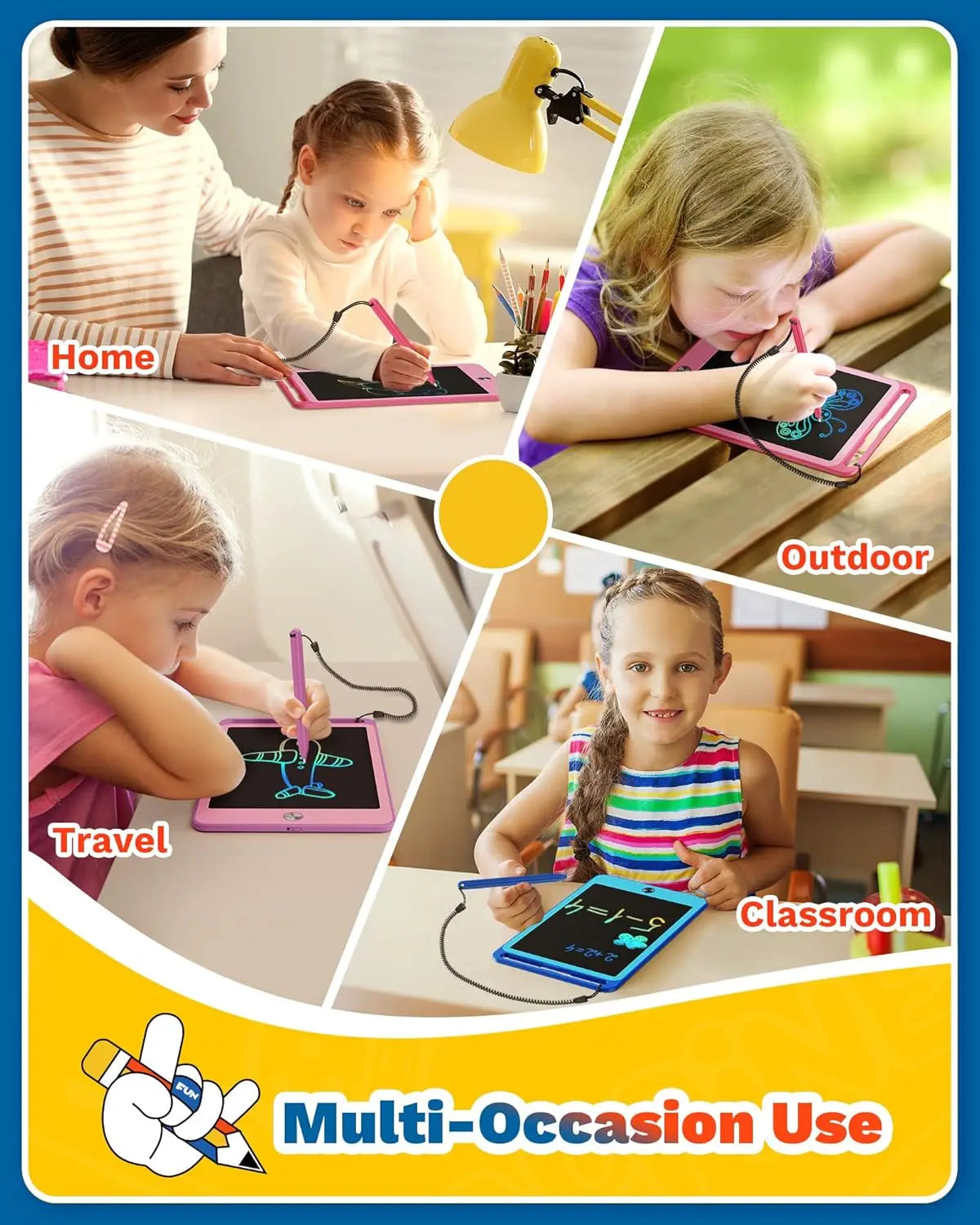 3 Pack 8.5 Inch Erasable Colorful LCD Writing Board Kids With Lanyard,Travel Educational Toy For Toys From 3 4 5 6 7