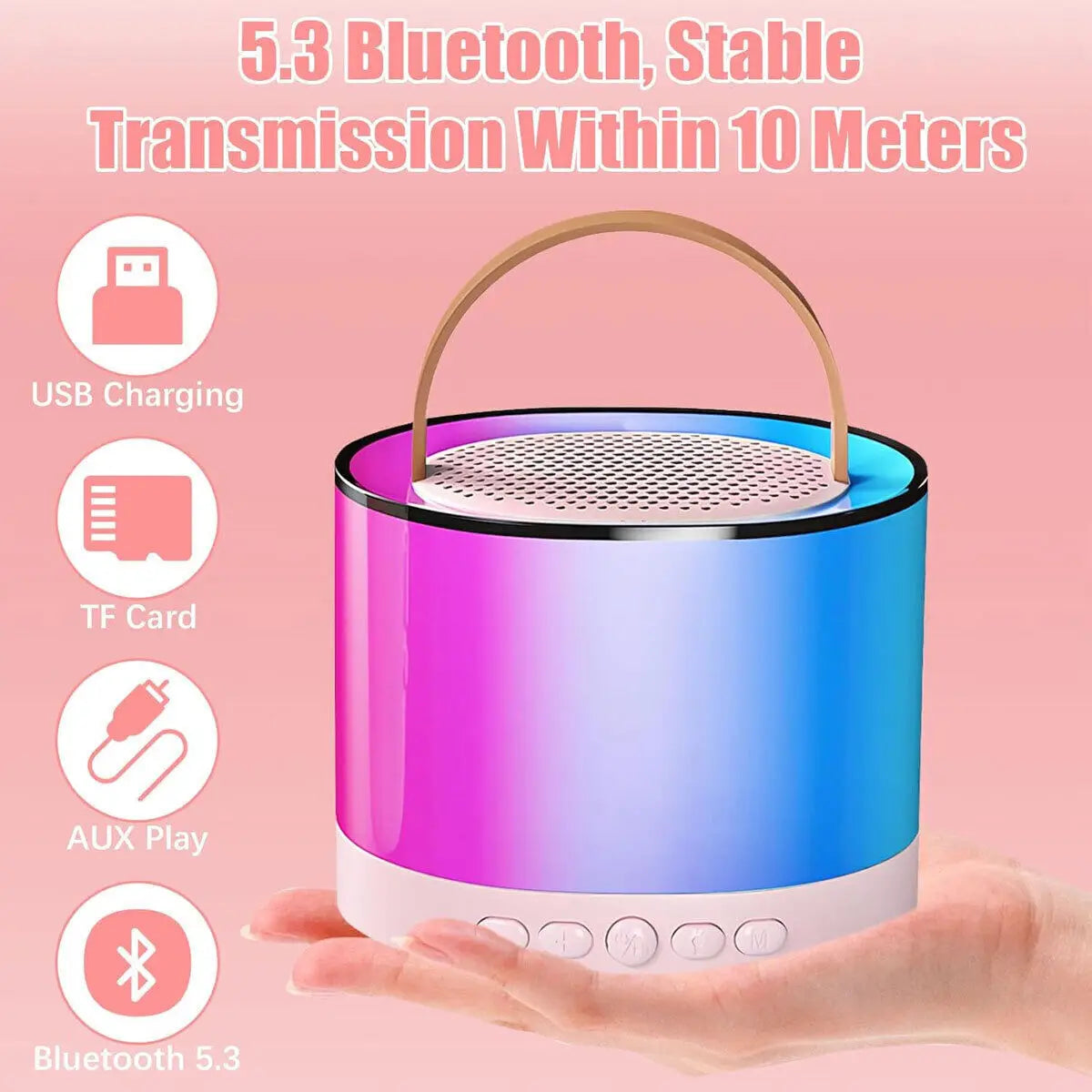 Mini Karaoke Machine Portable Bluetooth-Speaker Wireless Microphones Kids Gift