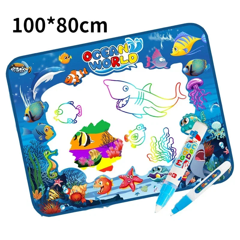 Magic Water Drawing Mat with Fluorescent Pen Painting Board Early Educational Toys Montessori Toys for Kids