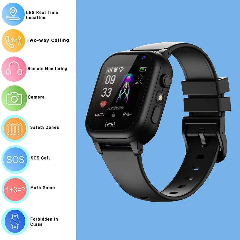  Kids Smart Watch 4G Sim Card 2G Internet SOS LBS Location Call Child SmartWatch Camera Waterproof Watch Phone For Boys Girls