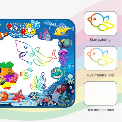 Magic Water Drawing Mat with Fluorescent Pen Painting Board Early Educational Toys Montessori Toys for Kids