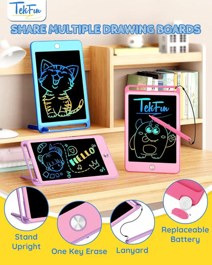 3 Pack 8.5 Inch Erasable Colorful LCD Writing Board Kids With Lanyard,Travel Educational Toy For Toys From 3 4 5 6 7